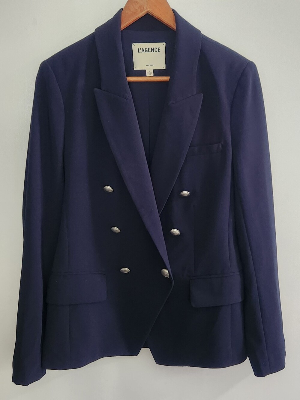 L'AGENCE Kenzie Double Breasted Blazer MIDNIGHT Size 6 - Picture 2 of 11